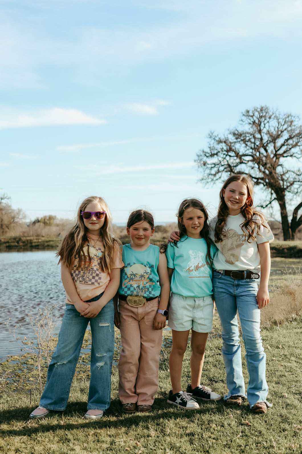 Checkered Cowgirl Cove Girl's Western Graphic Tee