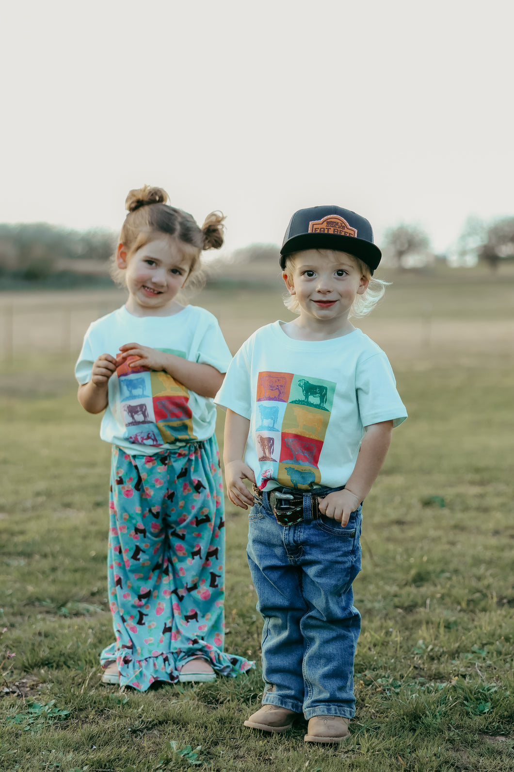 Color Block Cows Kid's Western Graphic Tee