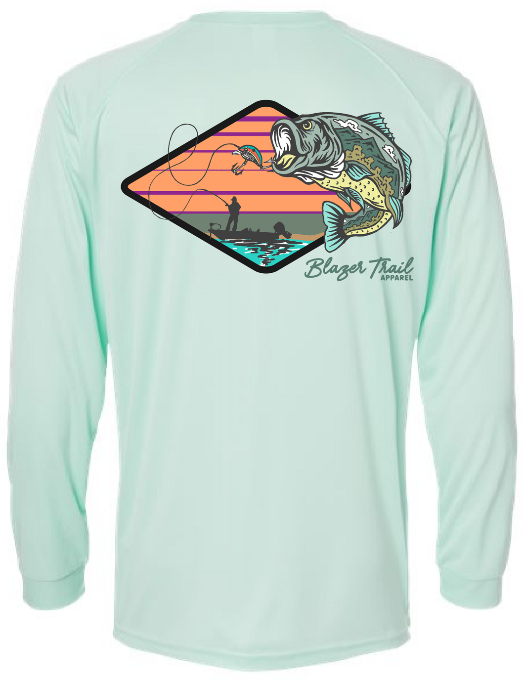 Bass Out Of Water Adult Long Sleeve Performance